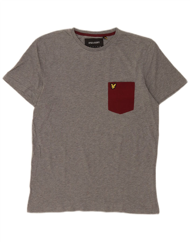T-shirt męski Lyle & Scott, mały, szary, bawełniany z blokami kolorów
