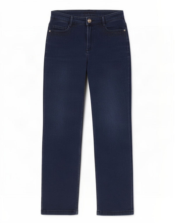 Marks & Spencer Damskie proste dżinsy UK 10 Small W28 L27 Granatowa bawełna