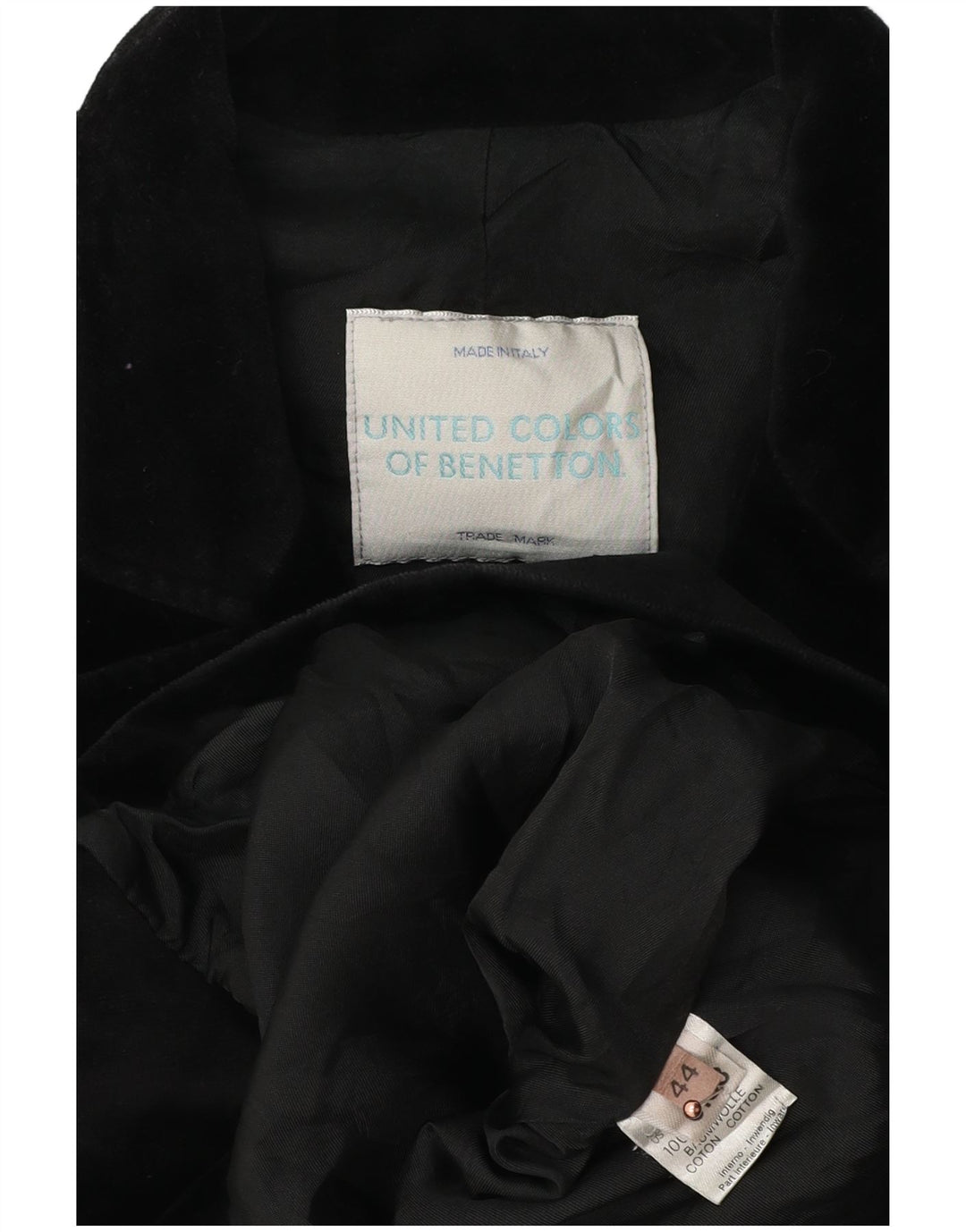 BENETTON Damska aksamitna marynarka z podwójnymi piersiami IT 44 Średnia czerń