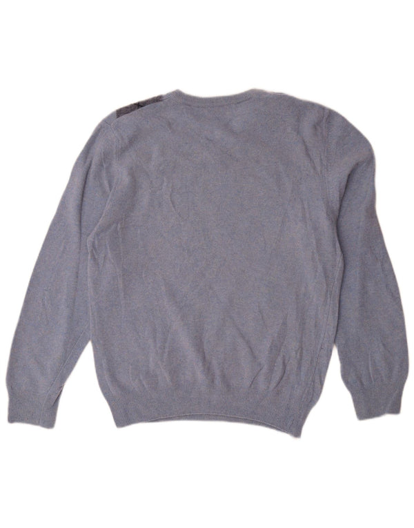 Sweter damski Matteo Volpi z dekoltem w kształcie litery V, UK 12, średni niebieski Argyle/Diament