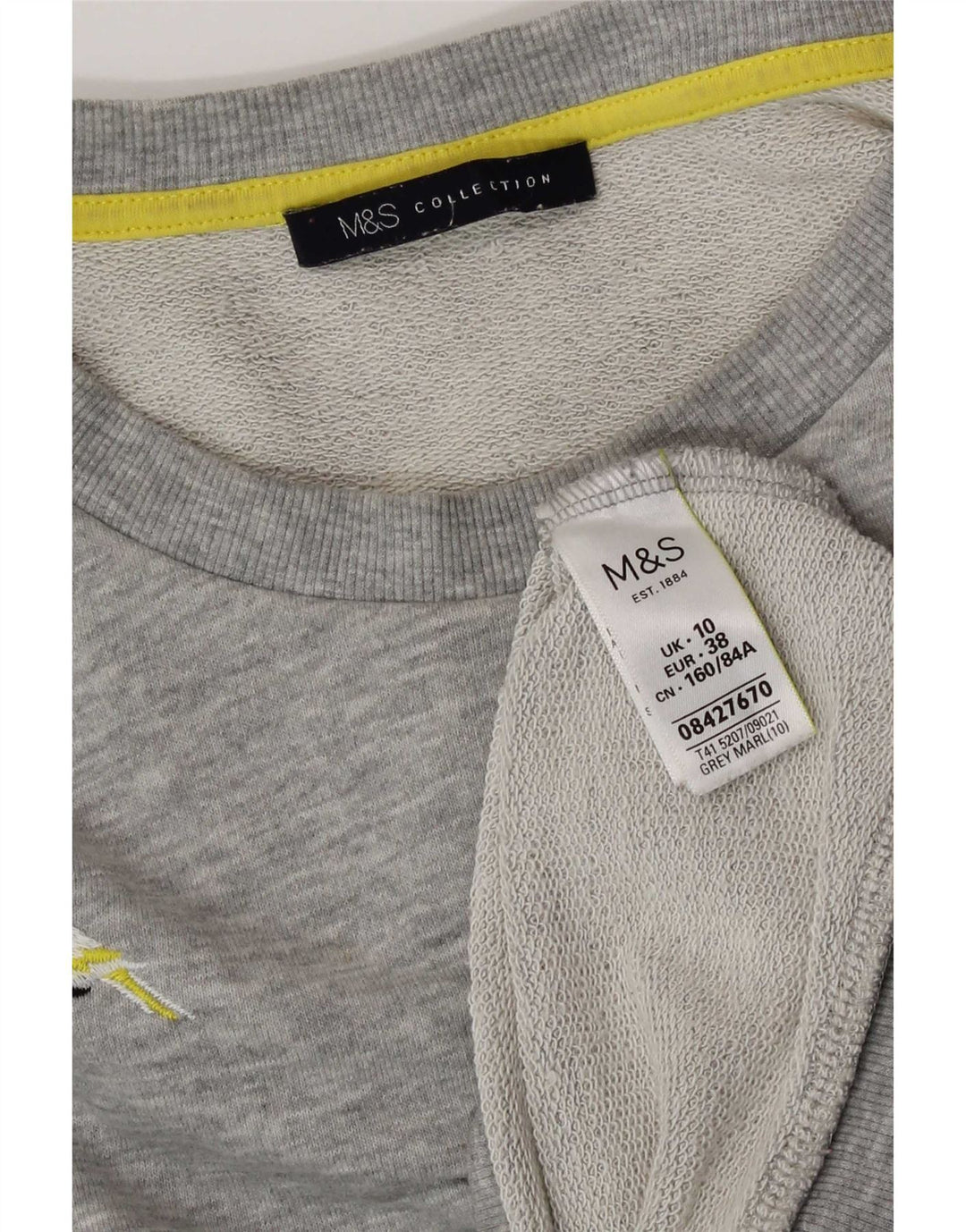 Marks & Spencer Damski sweter z grafiką, UK 10, mały, szary poliester