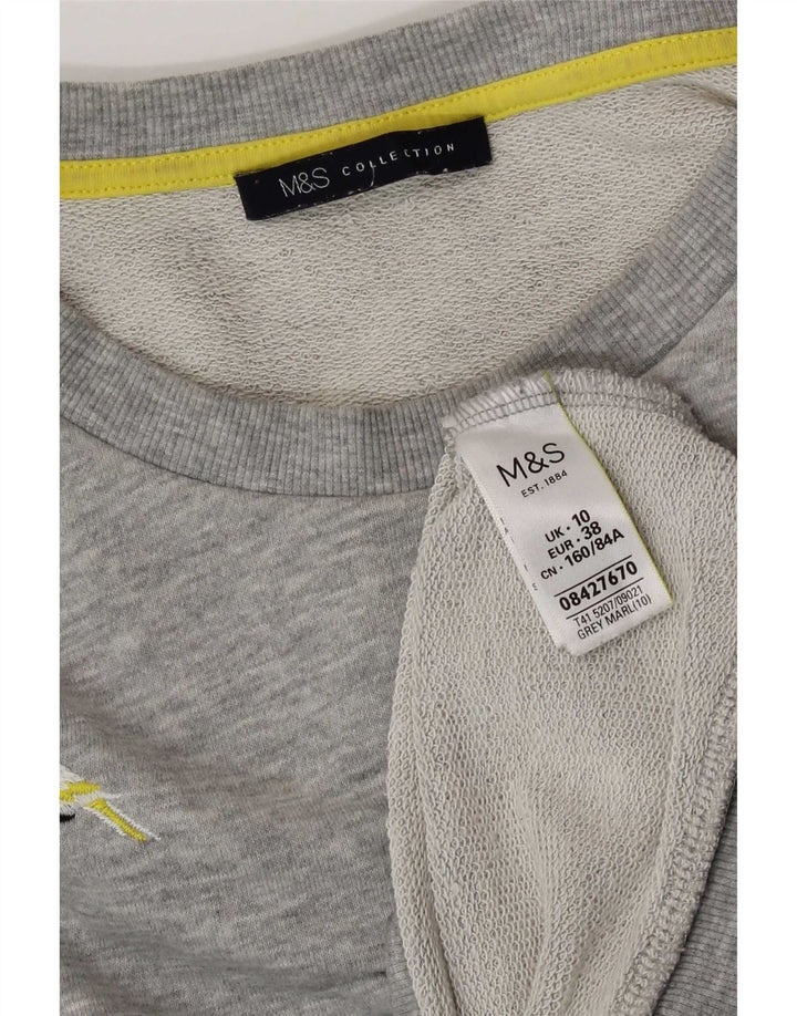 Marks & Spencer Damski sweter z grafiką, UK 10, mały, szary poliester
