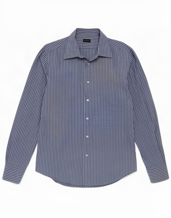 Valentino Mens Shirt Size 43 17 XL Blue Striped Cotton