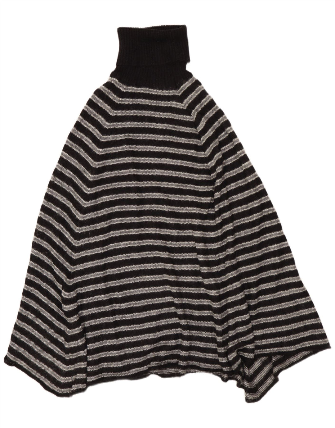 Damski sweter poncho Benetton z wywijanym dekoltem, jeden rozmiar, szare, akrylowe paski