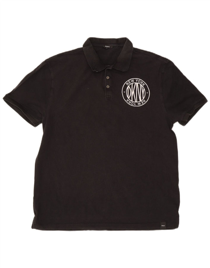 Męska koszulka polo Dkny New York Graphic, średnia czarna, bawełniana