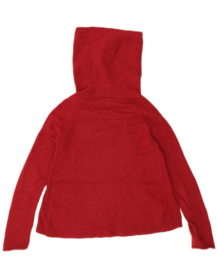 Sweter damski Jigsaw z wywijanym dekoltem UK 12 Średni czerwony owcza wełna