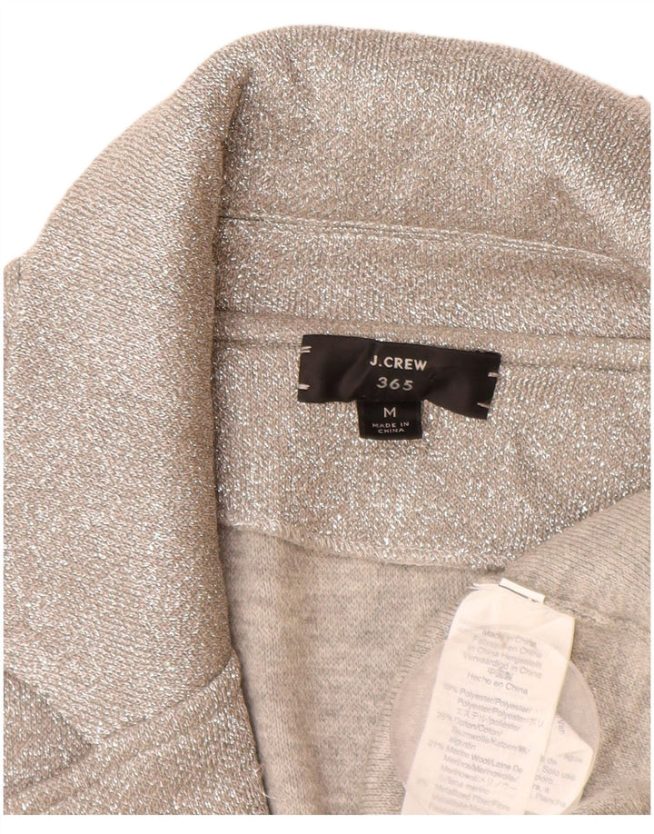 J. Crew Damski sweter rozpinany 365, UK 14, średni, srebrny poliester