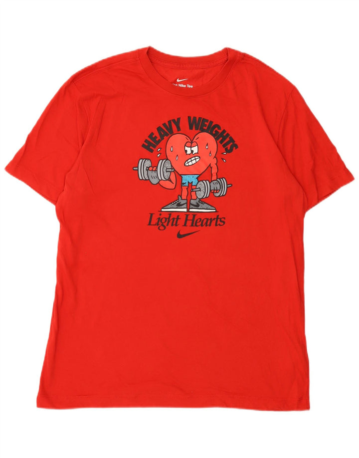 Męska koszulka z grafiką Nike Dri Fit, bawełniana, średnia czerwona
