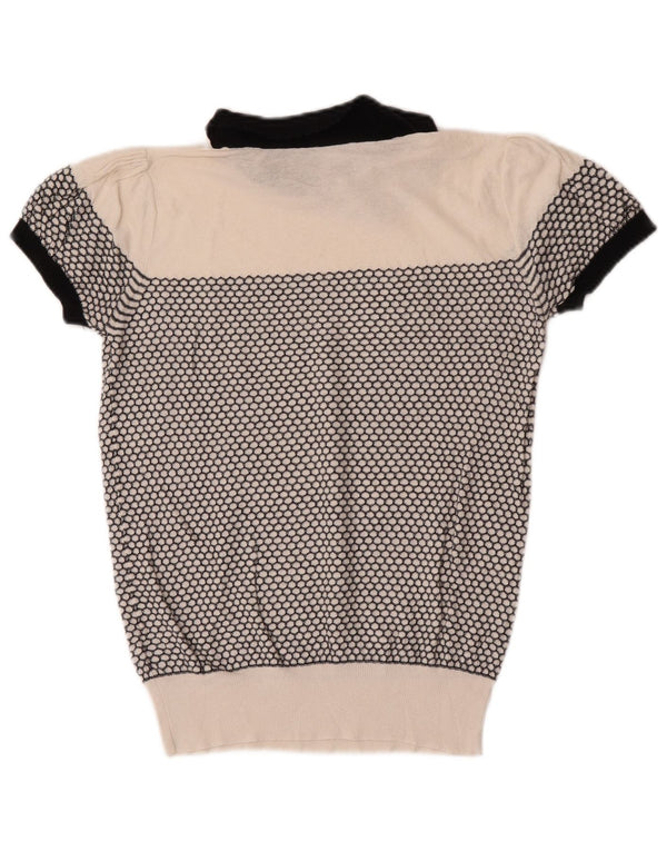 Damski sweter polo Oasis UK 10, mały, biały, geometryczny