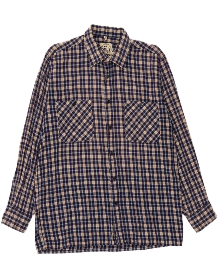 Męska koszula flanelowa FOLLIE rozmiar 41/42, duża niebieska krata