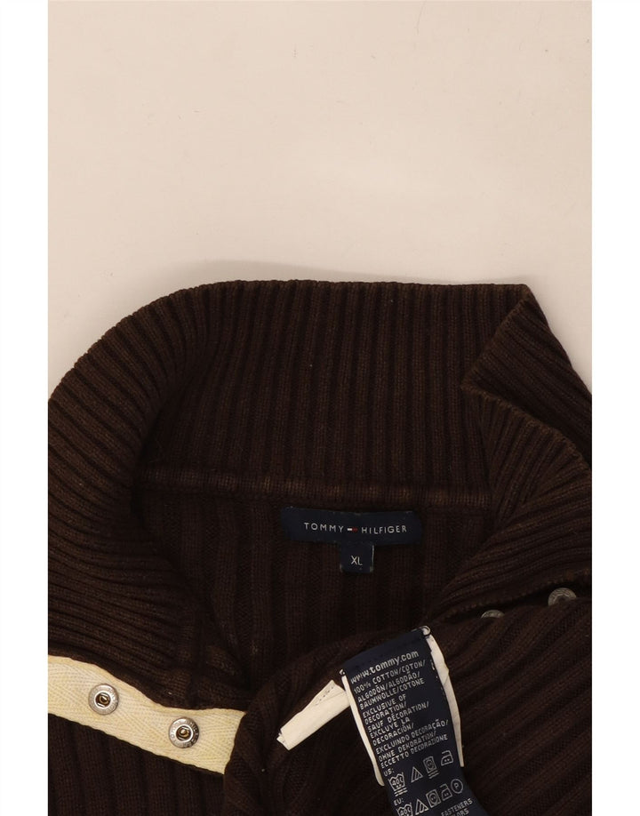 Damski sweter zapinany na guziki TOMMY HILFIGER UK 18 XL brązowy