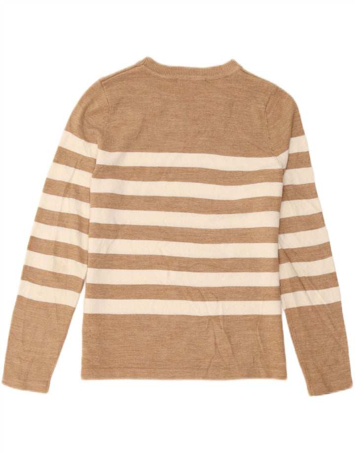 Marks & Spencer Damski sweter z dekoltem w łódkę UK 12 w średnie beżowe paski