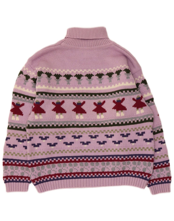 Sweter damski Barbara z wywijanym dekoltem UK 14 Średni fiolet Fair Isle