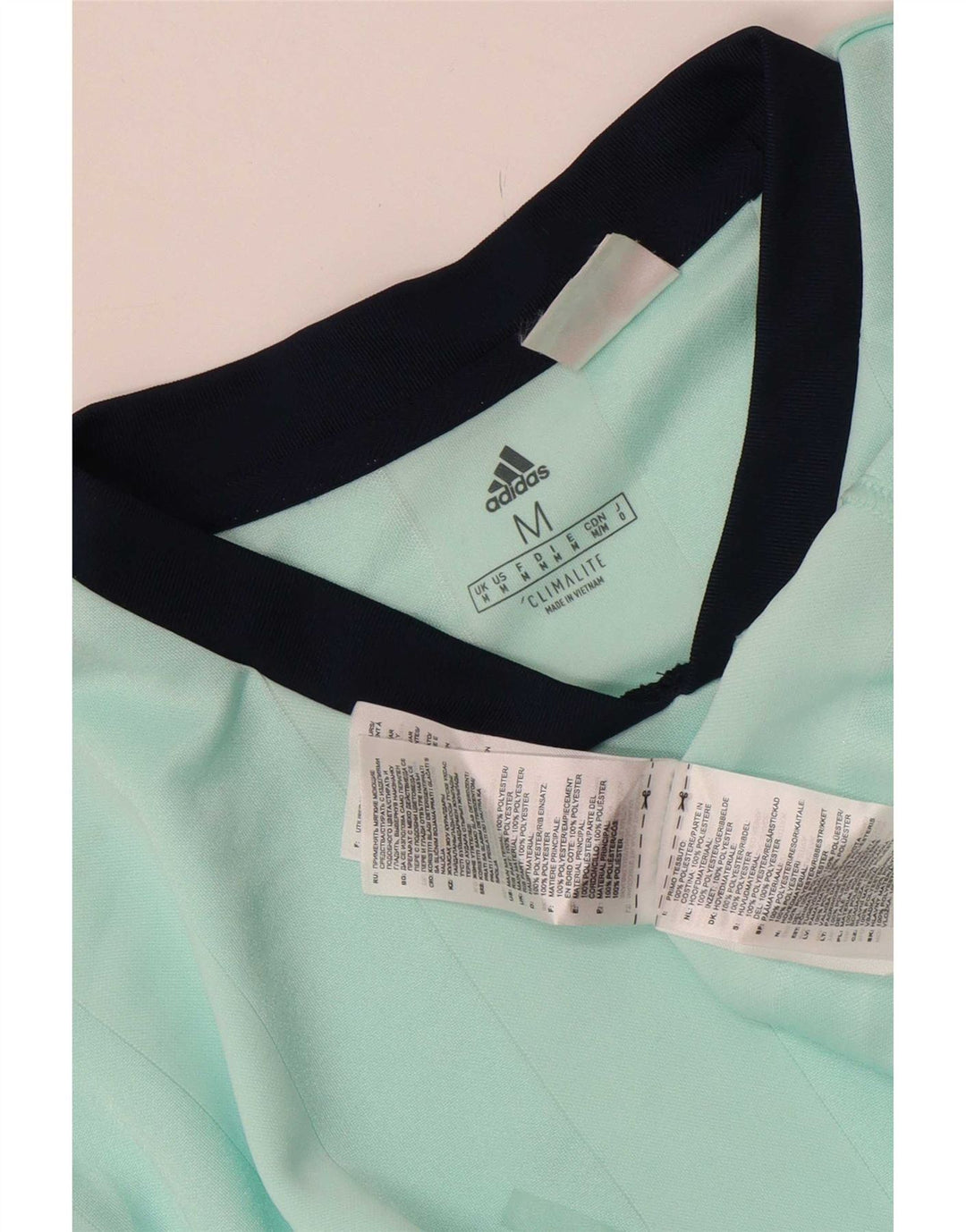 Męska koszulka Adidas Climalite Top z poliestru w średnie turkusowe paski