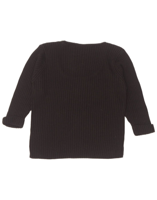 Vintage damski sweter z rękawem 3/4 i dekoltem w łódkę UK 14/16, duży czarny