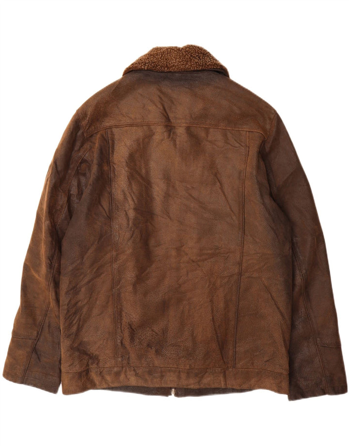 Vintage męska skórzana kurtka UK 40 duża brązowa skórzana klasyczna