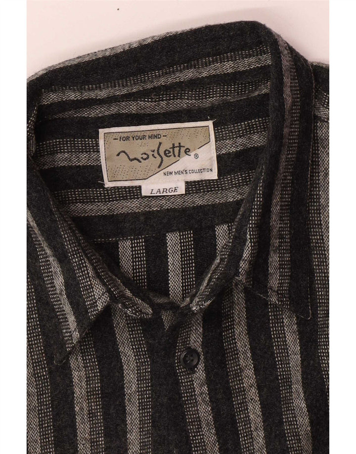 Vintage męska koszula flanelowa w duże czarne paski