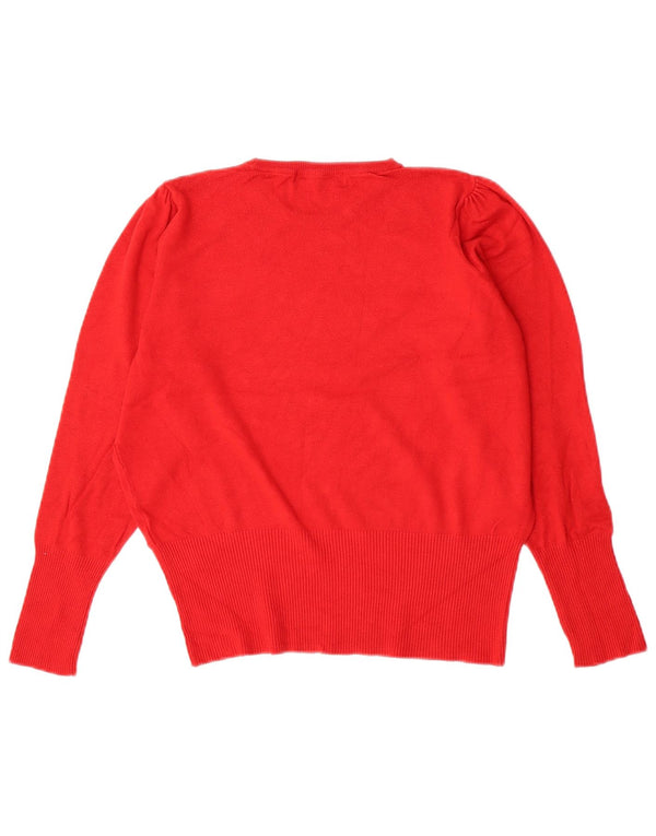 Damski sweter Marks & Spencer z okrągłym dekoltem, UK 14, średni czerwony wiskoza