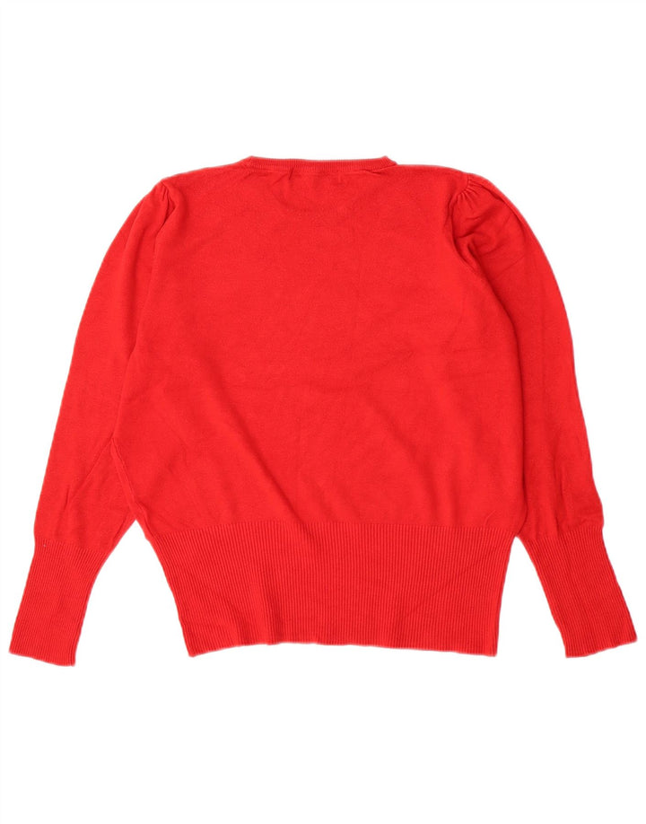 Damski sweter Marks & Spencer z okrągłym dekoltem, UK 14, średni czerwony wiskoza