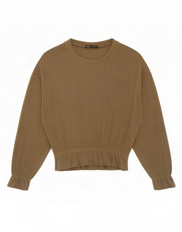 Damski top z długim rękawem Zara UK 14, średni khaki
