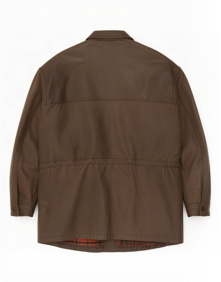 Męski płaszcz skórzany Mc Percy UK 56 3XL Khaki