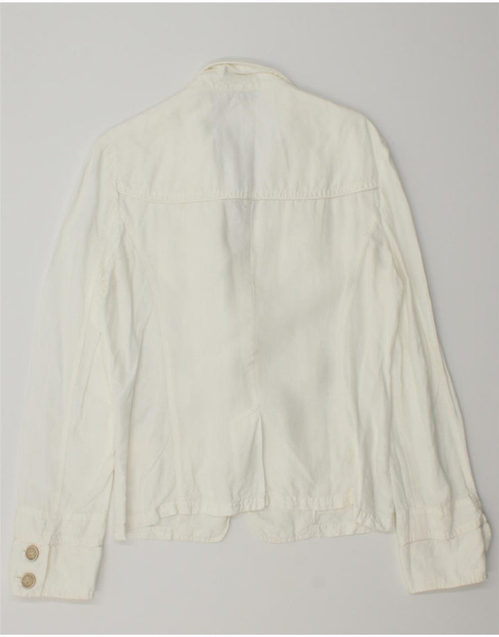MAX & CO. Womens 2 Button Blazer Jacket UK 14 Medium White Linen Vintage Max & Co. and Second-Hand Max & Co. from Messina Hembry 