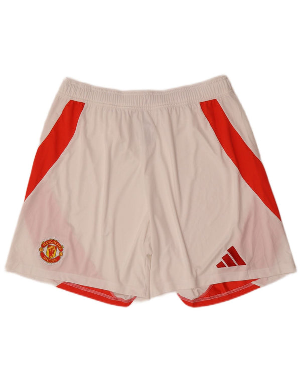 Męskie spodenki sportowe Adidas Manchester United XL, biały, poliester z blokami kolorów