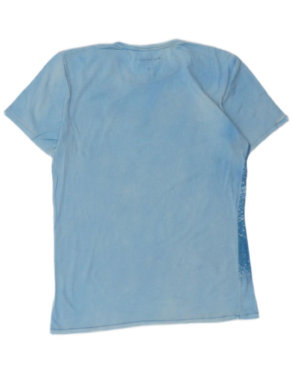 Damska koszulka graficzna Calvin Klein Jeans Top UK 10 Small Blue Cotton