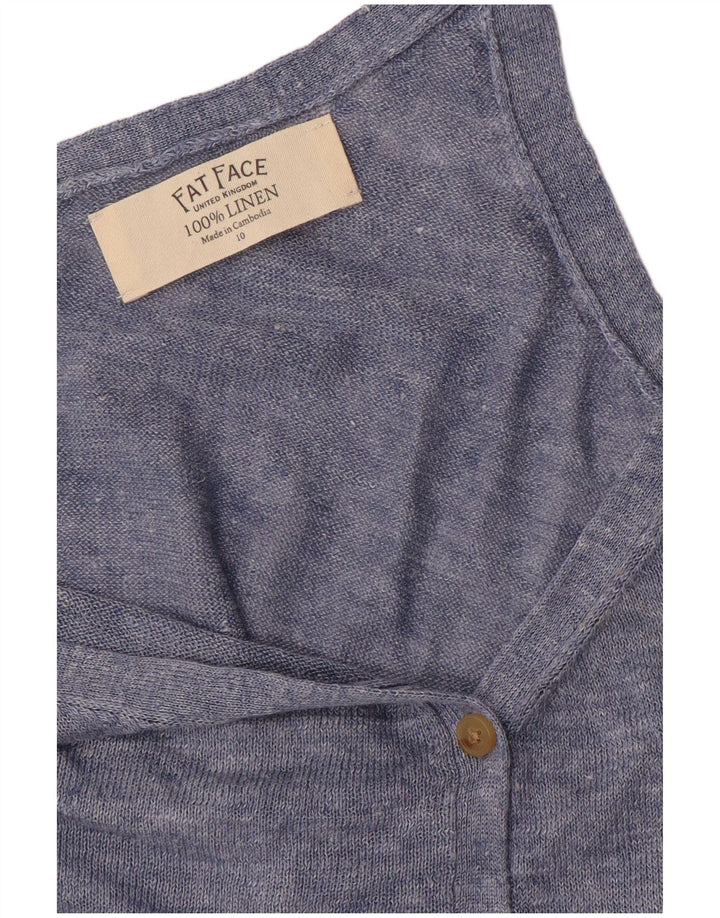 Damski sweter rozpinany bez rękawów FAT FACE UK 10 Small Blue Linen