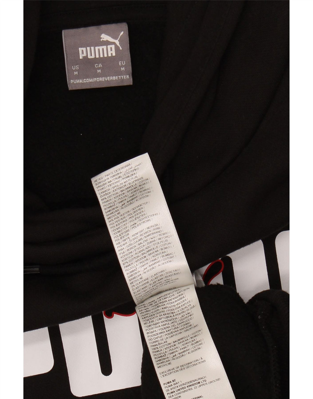 PUMA Mens Graphic Hoodie Jumper Medium Black Cotton