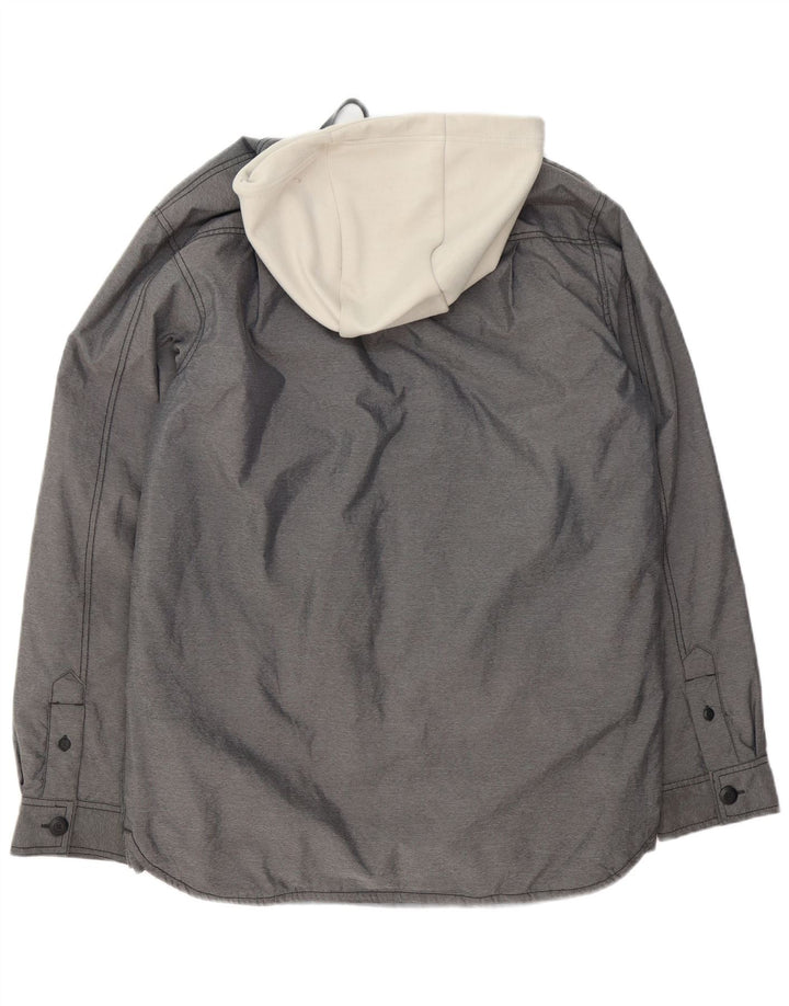 Męska kurtka wiatrówka z kapturem Nike UK 36 Mały szary poliester z blokami kolorów