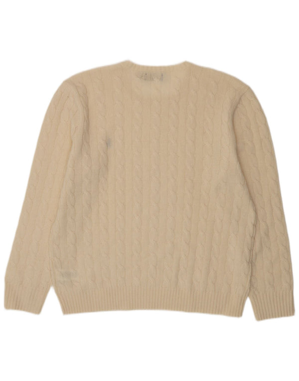 POLO RALPH LAUREN Mens Crew Neck Jumper Sweater XL Off White Wool