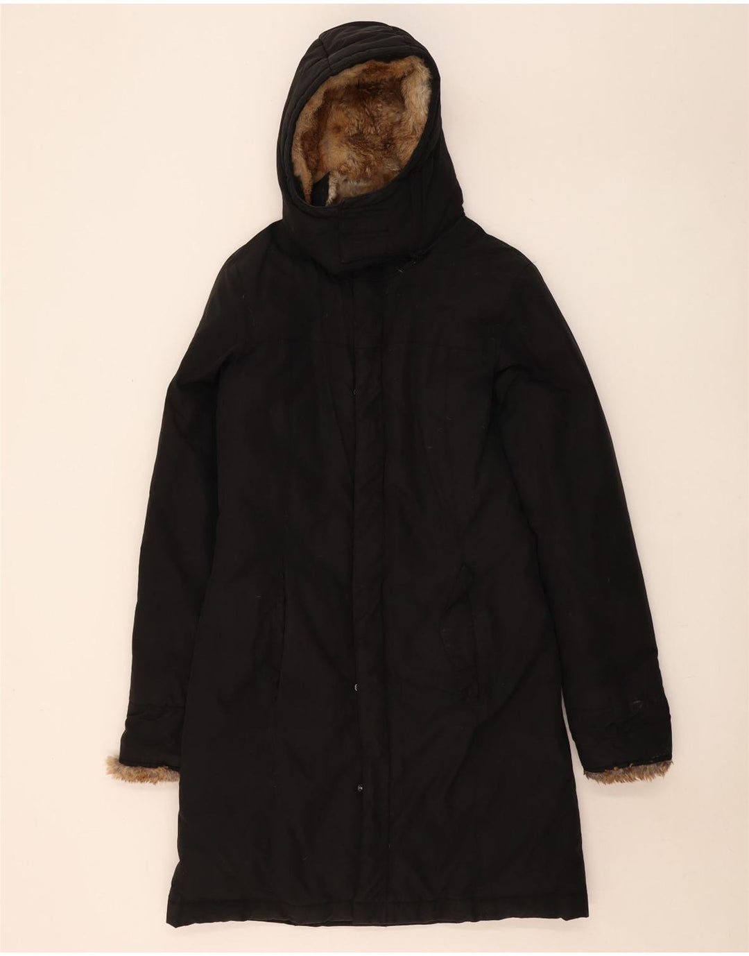 Woolrich Męski ocieplany płaszcz z kapturem UK 36 Small Black Cotton