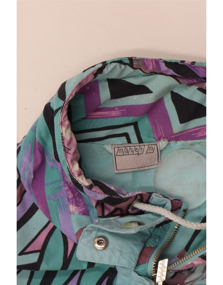 Damski płaszcz przeciwdeszczowy Maser M Oversize UK 10 Small Turkusowy geometryczny