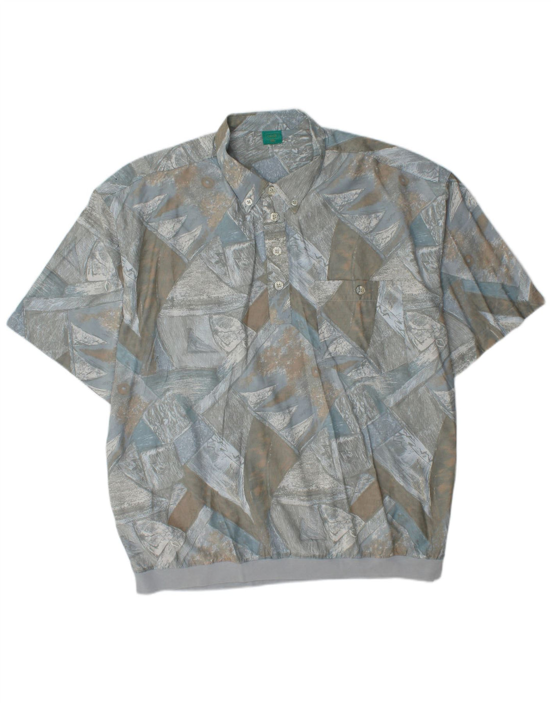 CANDA Męska koszula pulowerowa z krótkim rękawem i abstrakcyjnym wzorem, 2XL, niebieska wiskoza