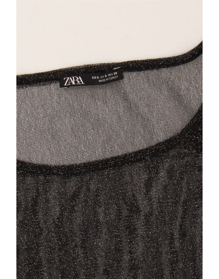 Damski top oversize Zara z długim rękawem, UK 10, mały, czarny