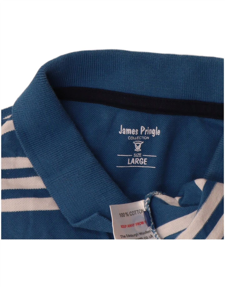 Męska koszulka polo James Pringle, duża, niebieska, bawełniana w paski