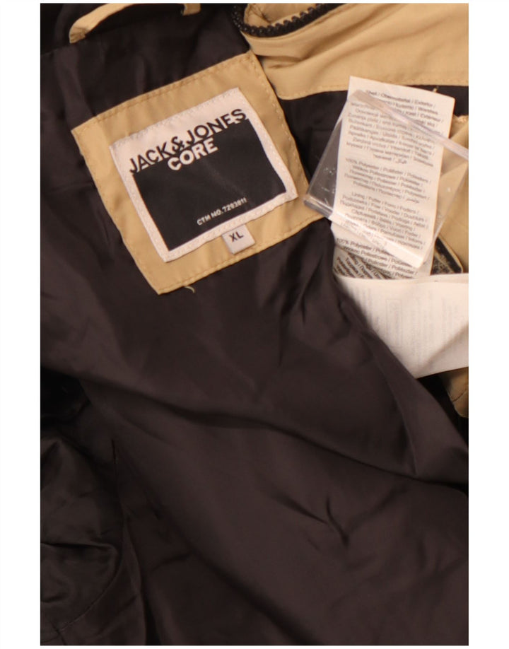 Męska ocieplana kurtka z kapturem Jack & Jones UK 42 XL, beżowy poliester