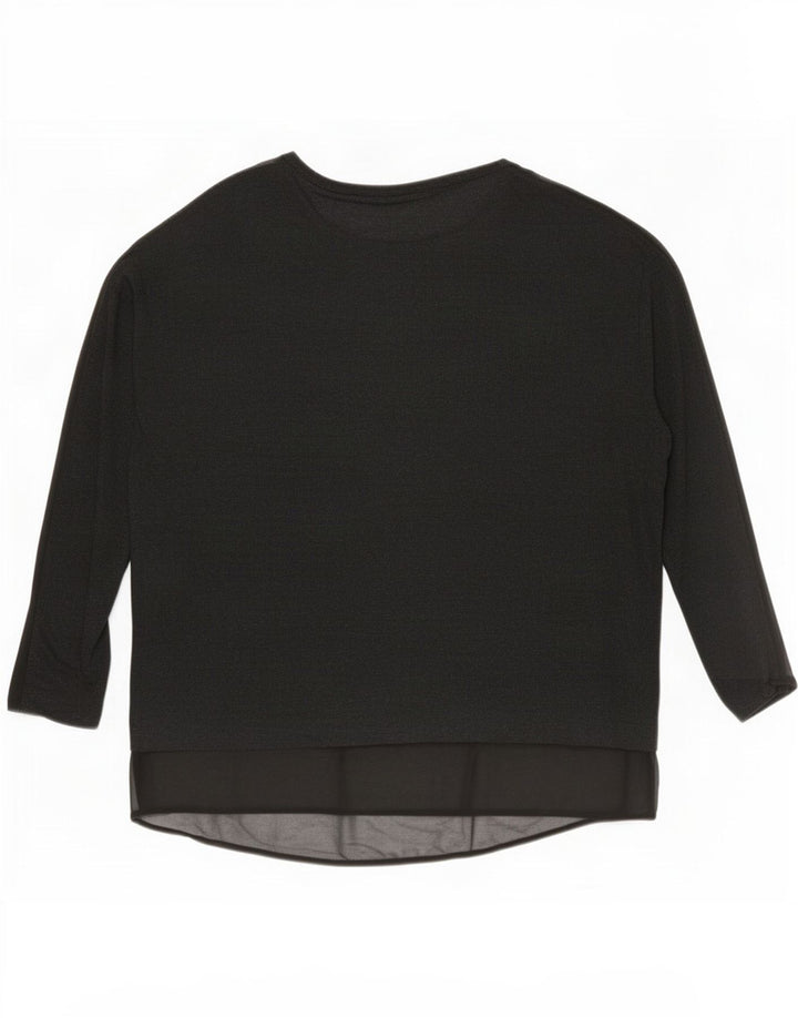 Damski top oversize z długim rękawem Zara UK 14, średni czarny wiskoza