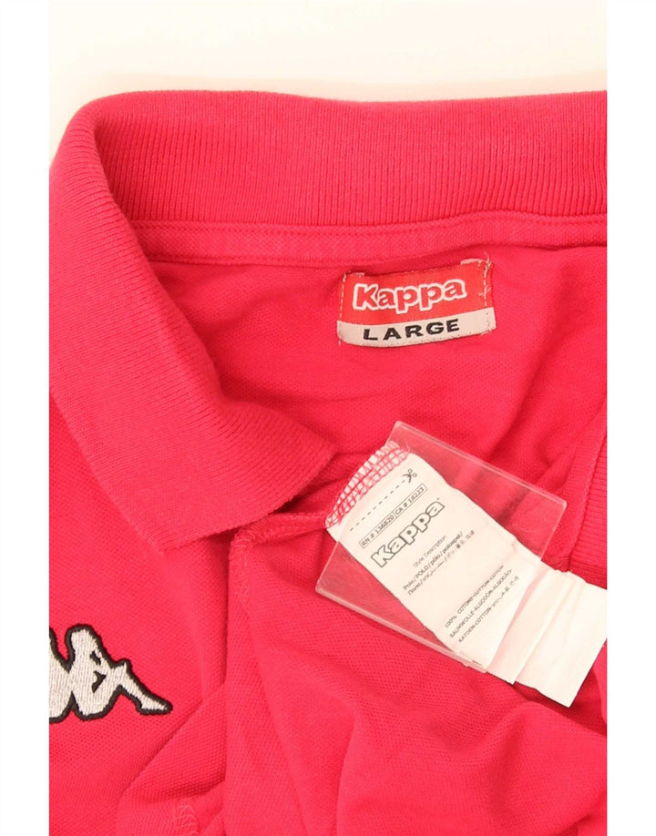 Męska koszulka polo Kappa, duża, różowa, bawełniana