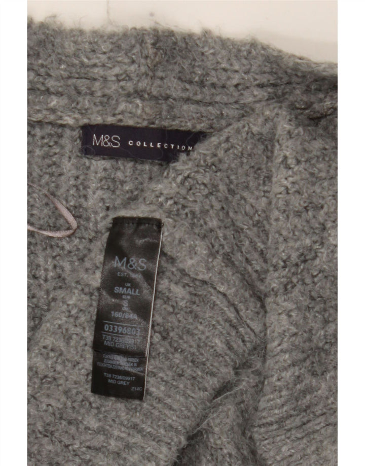Marks & Spencer Damski sweter rozpinany o długim kroju, UK 10, mały, szary