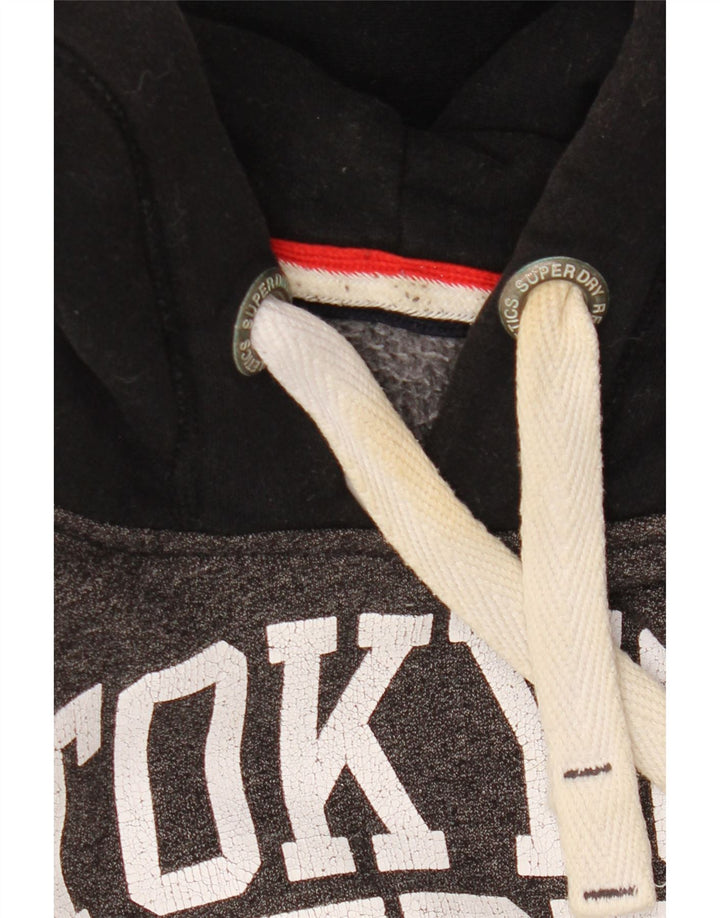 Męski sweter z kapturem i grafiką SUPERDRY, duży, szary, z blokami kolorów