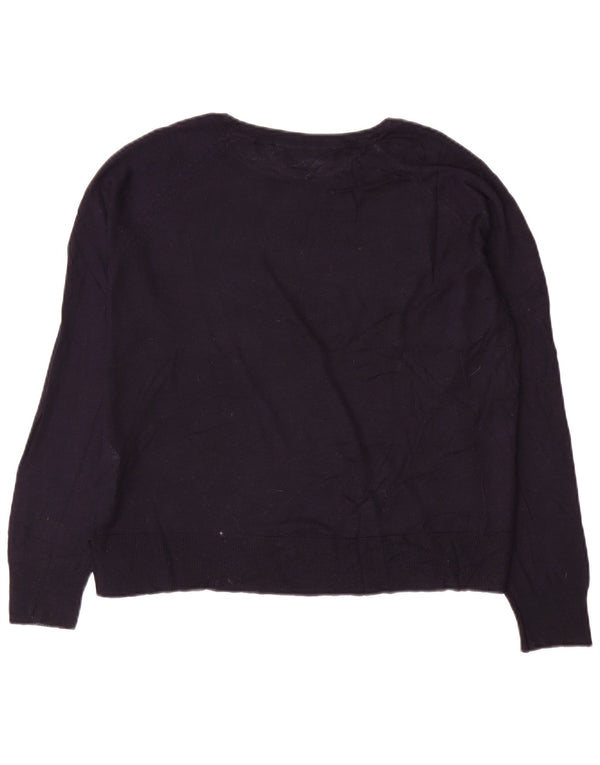 Sweter damski Zara z dekoltem w łódkę UK 14, średni granatowy, wiskoza