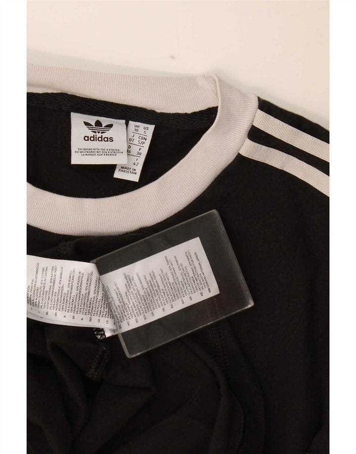 Adidas Damski Top Z Długim Rękawem UK 10 Mały Czarny Bawełniany