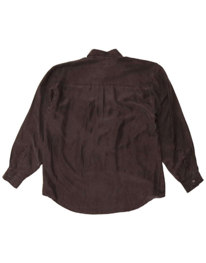 Koszula męska w stylu vintage, duża, czarna, jedwabna