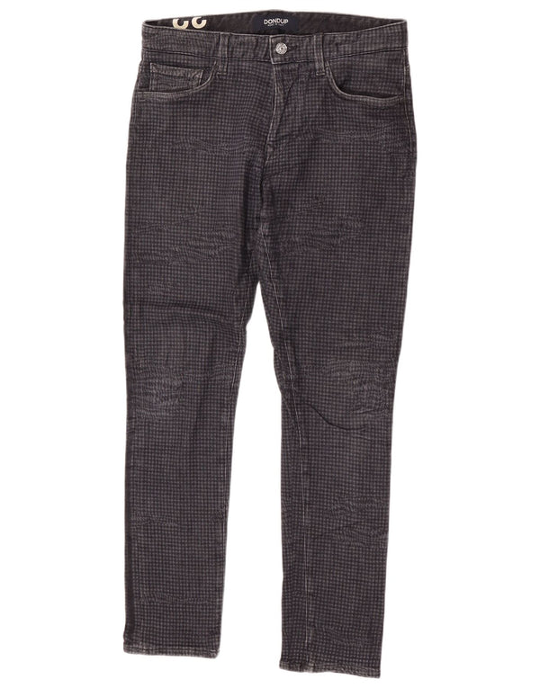 Dondup Męskie jeansy slim W32 L30 Szara bawełna w pepitkę