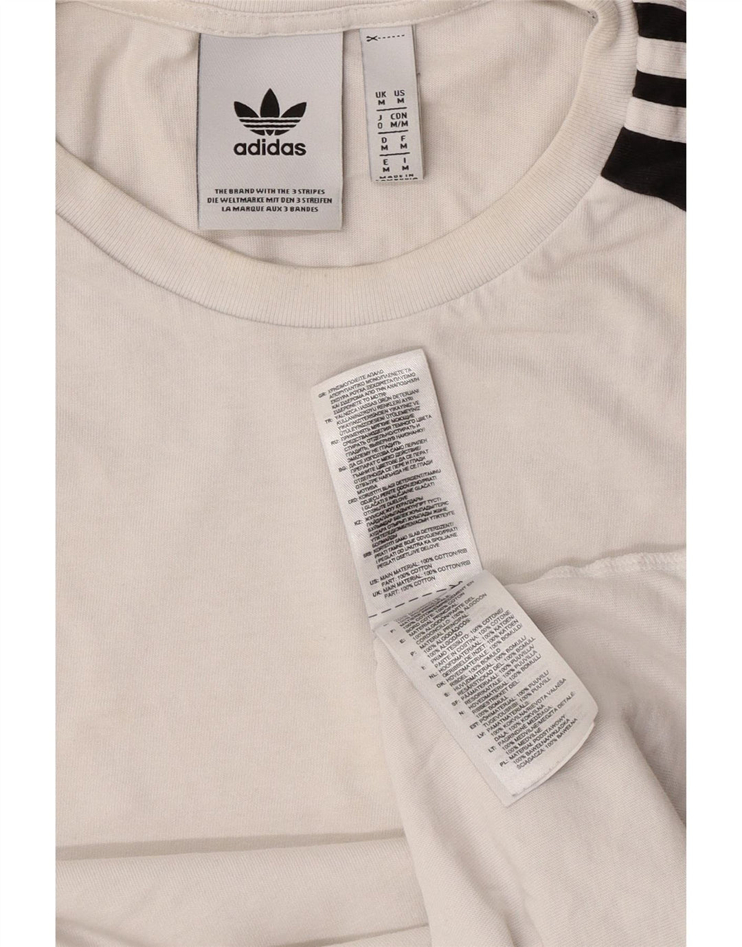 Adidas Męski T-shirt Top Średniej Białej Bawełny z Blokami Kolorów