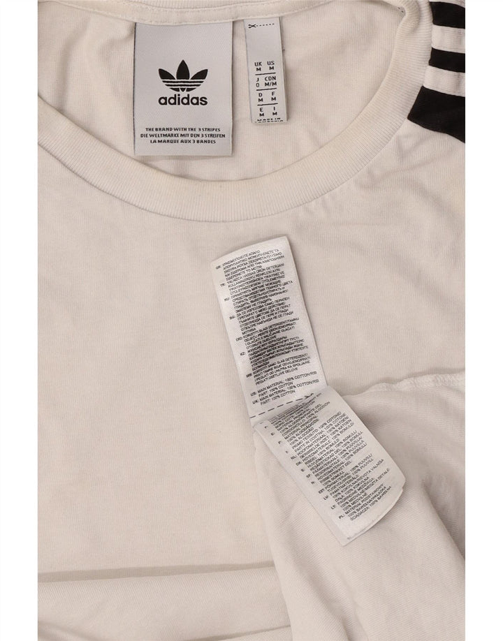 Adidas Męski T-shirt Top Średniej Białej Bawełny z Blokami Kolorów
