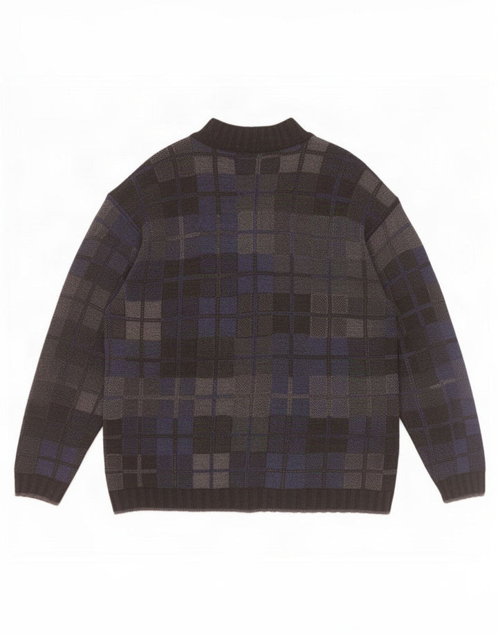 Męski sweter rozpinany Mapier, duży, niebieski, geometryczny