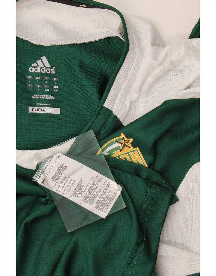 Adidas Męska koszulka Mason Top, duża, zielona, poliestrowa z blokami kolorów